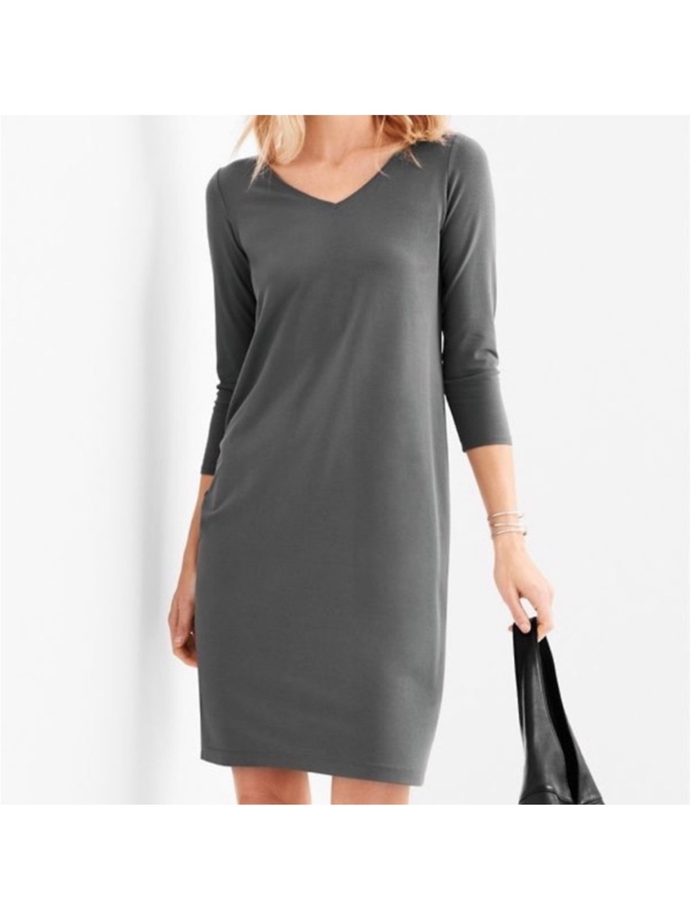 NWT Eileen Fisher Viscose Jersey Shift Dress Ash